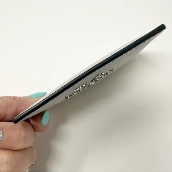 Kate Spade Madison Colorblock Saffiano Leather Slim Cardholder Cream/Plat. Gray - Picture 11 of 15